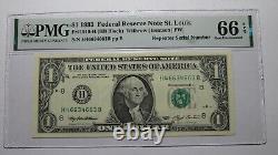 $1 1993 Repeater Numéro de Série Billet de Banque de la Réserve Fédérale PMG UNC66