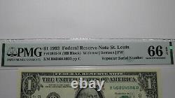 1 $ 1993 Répéteur Numéro De Série Réserve Fédérale Monnaie Note De Banque Bill Unc66epq
