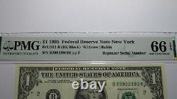 1 $ 1995 Répéteur Numéro De Série Réserve Fédérale Devise Bill Pmg Unc66