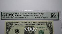 1 $ 1995 Répéteur Numéro De Série Réserve Fédérale Devise Bill Pmg Unc66
