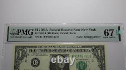 $1 2003 Numéro de série du radar Federal Reserve Currency Bank Note Bill PMG UNC67EPQ
