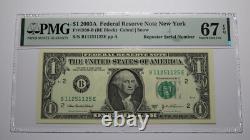 $1 2003 Repeater Numéro de Série Billet de Banque de la Réserve Fédérale PMG UNC67 $1 2003 Repeater Numéro de Série Billet de Banque de la Réserve Fédérale PMG UNC67