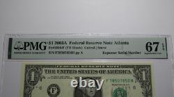 1 2003 Répétiteur Numéro de Série Billet de Banque Monnaie de la Réserve Fédérale UNC67EPQ