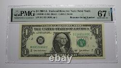 1 $ 2003 Répétition Numéro De Série Réserve Fédérale Devise Bill Pmg Unc67