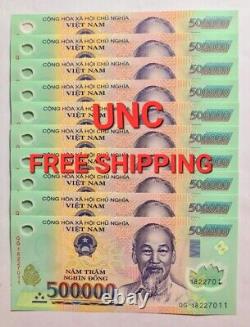 1/2 Lot de billets de banque vietnamiens de 500 000 VND Dong x 50 billets de banque 500K UNC 25 MIL