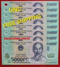 1/2 Lot de billets de banque vietnamiens de 500 000 VND Dong x 50 billets de banque 500K UNC 25 MIL