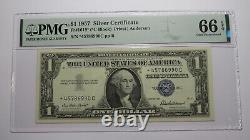 1 $ Billet de Banque Certificat d'Argent 1957 Note Étoile Environ UNC66 PMG