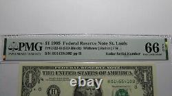 $1 Billet de banque de la Réserve fédérale avec numéro de série Radar de 1995 PMG UNC66EPQ