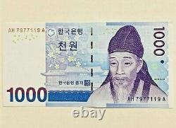 1 X 1 000 Won Sud-coréens Billets De Banque Unc = 1 000 Krw (korea Wan Billets De Monnaie)