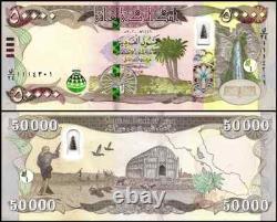 1 million de dinars iraquiens UNC 20x 50K 1 000 000 IQD monnaie authentique vérifiée