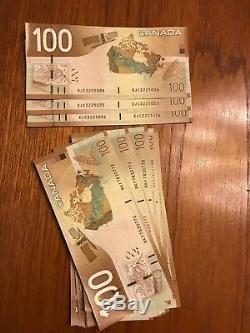 1x Canada Billets De Banque En Billets De Banque De 100 Gem Unc Canadiens, Sn Consécutifs, 2004