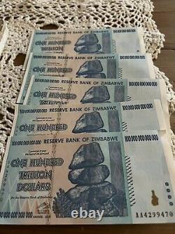 2008 100 Trillion Dollars Zimbabwe Banknote Aa P-91 Gem Unc Note Monnaie