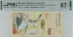 2009 Bermudes 50 Dollars P61A BANQUE NOTE MONNAIE UNC PMG 67 EPQ A/1