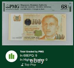 2013 Singapour 100 DOLLARS P50d BILLET DE BANQUE CURRENCY UNC PMG 68