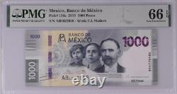 2019 Mexique 1000 Pesos P134a Billet de banque Monnaie UNC PMG 66
