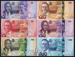 2025 Belize 2 5 10 20 50 100 Dollars Ensemble de Billets de Banque MONNAIE UNC