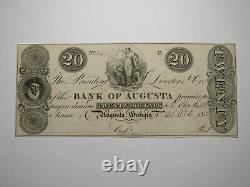 20 $ 1833 Augusta Géorgie Billet de Banque de Monnaie Obsolète UNC++ Banque d'Augusta