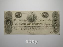 20 $ 1833 Augusta Géorgie Billet de banque de monnaie obsolète UNC++ Banque d'Augusta
