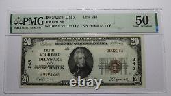 20 $ 1929 Delaware Ohio OH Billet de Banque de Monnaie Nationale Ch. #243 UNC50EPQ PMG