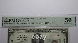 20 $ 1929 Delaware Ohio OH Billet de Banque de Monnaie Nationale Ch. #243 UNC50EPQ PMG