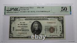 20 1929 Delaware Ohio Oh National Monnaie Banque Note Bill Ch. No 243 Unc50epq Pmg