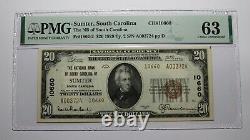 20 1929 Sumter Caroline Du Sud Sc Monnaie Nationale Note De La Banque Bill 110660 Unc63