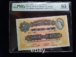 20 Shillings EAST AFRICA. La Banque de la monnaie de l'Afrique de l'Est. 1953-56. PMG 63 UNC