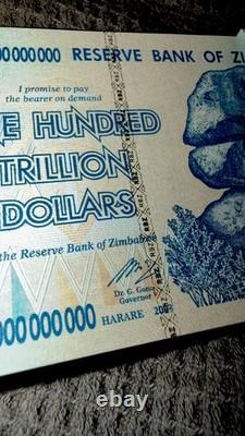 20 Zimbabwe 100 billions de dollars 2008 AA P-91 billet de banque neuf UNC monnaie zimbabwéenne avec COA