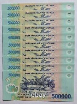 20x 500 000 Vnd = 10 000 000 Dong Billets Vietnamiens Monnaie P-124 Polymère Unc