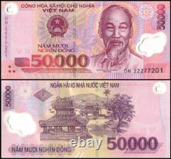 20x Vietnam 50000 Dong Billet en Polymère Monnaie du Monde UNC 1 Million