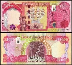 250 000 DINARS IRAKIENS 10 x 25 000 IQD UNC MONNAIE IRAKIENNE AUTHENTIQUE