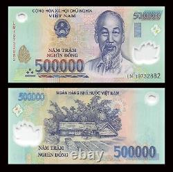 2 X Vietnam (vietnamien) 500000 (500 000) Dong (1 Million) Vnd Monnaie Unc
