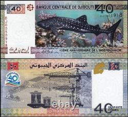 300x Djibouti 40 Francs 2017 Billets en Vrac UNC Monnaie Papier Billet Note