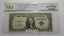3 Billets de banque en argent de certificat de 1 $ de 1935-G, exemples consécutifs UNC64PPQ