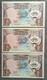 3 Pcs, 1968 (1980-91) Kowe&iuml;t 1/4 Dinars Banque Note Monnaie Unc