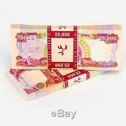 3 X 25 000 Dinars Irakiens 25k Uncirculated 75 000 Total Des Iqd 2003 Iraq Monnaie