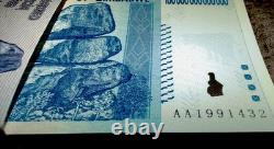 3 Zimbabwe 100 Trillions de Dollars 2008 AA P-91 Billet de Banque Neuf UNC Monnaie Zim avec COA