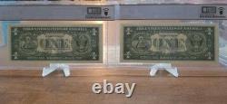3 billets consécutifs de 1957 B UNC 68-65 1 $ Certificat d’argent Fr#1621 Superbe Gem