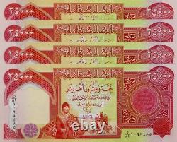 500 000 DINARS IRAKIENS 20 NEUFS Billets de 25K de la monnaie irakienne, vérifiés UV