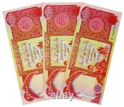 500 000 DINARS IRAKIENS 20 NEUFS Billets de 25K de la monnaie irakienne, vérifiés UV