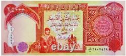 500 000 DINARS IRAKIENS 20 NEUFS Billets de 25K de la monnaie irakienne, vérifiés UV