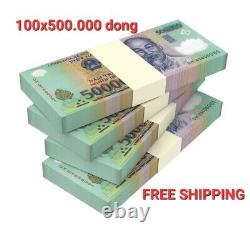 500 000 Dongs X 10 Billets de Banque 5 Millions de Monnaie Vietnamienne Vnd Billets de Polymère Non Circulés