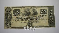 50 $ 18 Newton New Jersey Nj Obsolète Devise Note Bill Reliure Unc+