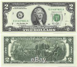 50 Two Dollar $ 2 Valeurs Nouvelle Série 2013 Séquentiel Mpe Monnaie Américaine Unc