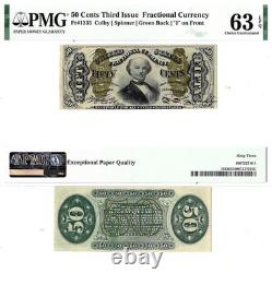 50 cents, troisième émission de monnaie fractionnaire Fr. 1333 PMG Choice UNC 63 EPQ