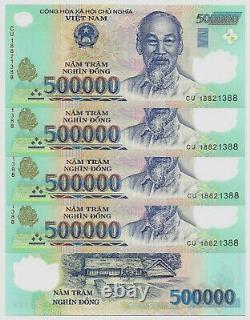 5 000 000 VND 500 000 Dong Viet Nam x 10 Billets de banque du Vietnam Neuf Gros