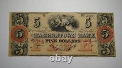 $5 18 Hagerstown Maryland MD Obsolète Devise Banque Note Reliure Bill Unc+