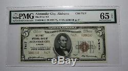 5 $ 1929 Billet De Billet De Banque De La Monnaie Nationale Alexander City Alabama Al! Gem Unc65epq