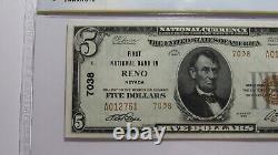 5 1929 Reno Nevada Nv Monnaie Nationale Banque Note Bill Ch. No 7038 Pcgs Unc65ppq