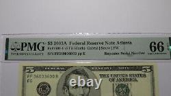 5 $ 2003 Répétition Numéro De Série Réserve Fédérale Devise Bill Pmg Unc66